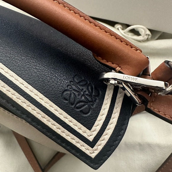 Loewe Mini Puzzle Bag Navy White Tan - Picture 5 of 8